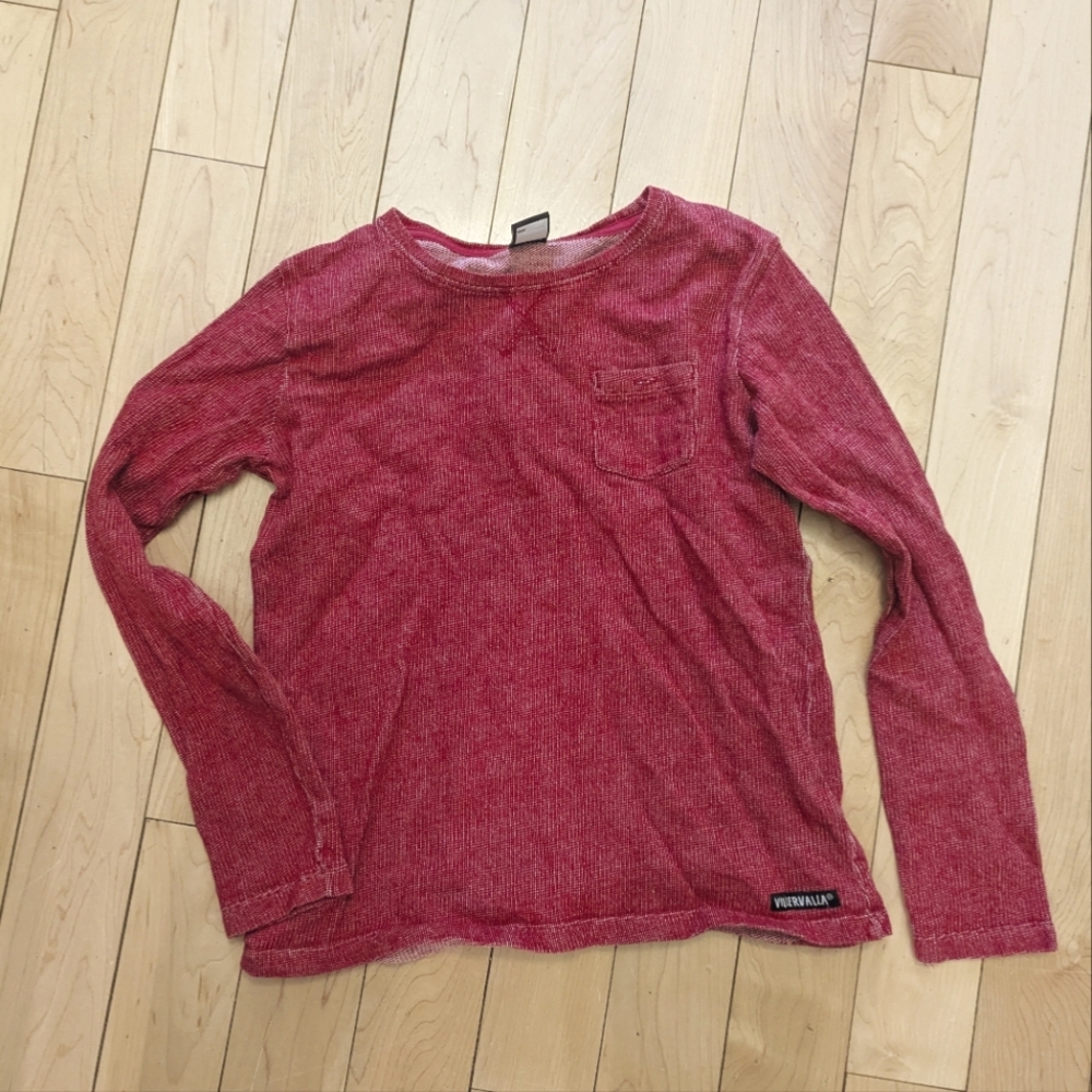 Villervalla Red Long Sleeve Textured Weave Shirt - 12 Years